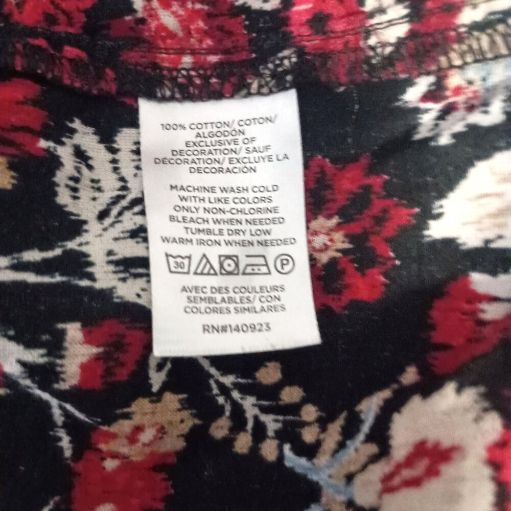 Ann Taylor LOFT Floral Print Cotton Blouse Scalloped Yoke Long Sleeve Top Women - Picture 4 of 6